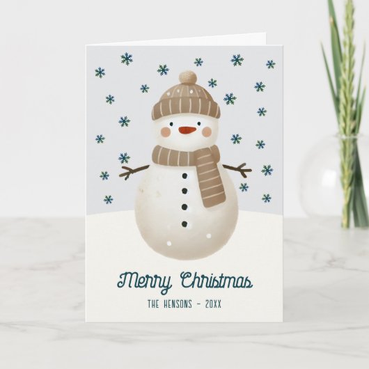 Cartes Pour Fêtes Annuelles Cute Snowman Snowflakes Drawing Christmas (Devant)