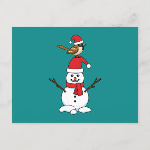 Cartes Pour Fêtes Annuelles Cute Sparrow on Snowman