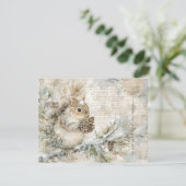 Cartes Pour Fêtes Annuelles Cute squirrel on the pine branch (Debout devant)