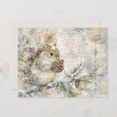 Cartes Pour Fêtes Annuelles Cute squirrel on the pine branch (Devant / Derrière)