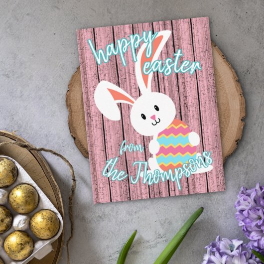 Cartes Pour Fêtes Annuelles Cute sur mesure Joyeux lapin de Pâques avec oeuf c