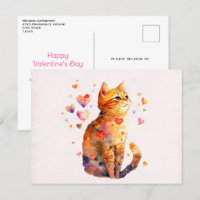 Cute Tabby Chat avec Coeurs Saint-Valentin