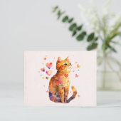 Cartes Pour Fêtes Annuelles Cute Tabby Chat avec Coeurs Saint-Valentin (Debout devant)