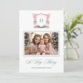 Cartes Pour Fêtes Annuelles Cute Teddy Bear Monogram Crest (Debout devant)