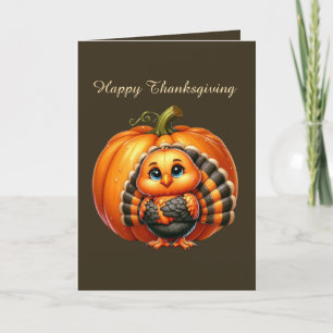 Cartes Pour Fêtes Annuelles Cute Thanksgiving dinde personnalisable