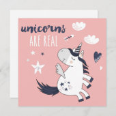 Cartes Pour Fêtes Annuelles Cute Unicorn (Devant / Derrière)