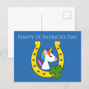 Cartes Pour Fêtes Annuelles Cute Unicorn le jour de la Saint Patrick Personn