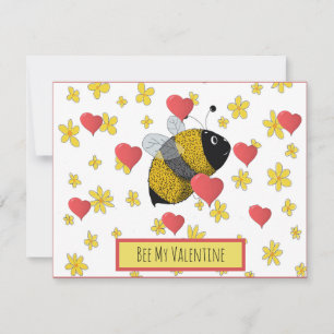 Cartes Pour Fêtes Annuelles Cute Valentine Bumblebee Daisy Coeur rose