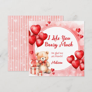 Cartes Pour Fêtes Annuelles Cute Valentine Teddy avec Red Hearts Classroom