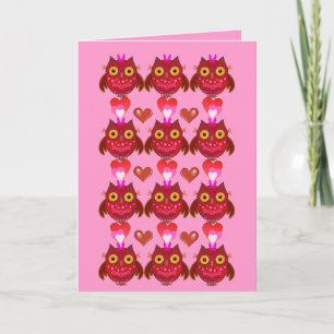 Cartes Pour Fêtes Annuelles Cute Valentine's day card with Cartoon Owls