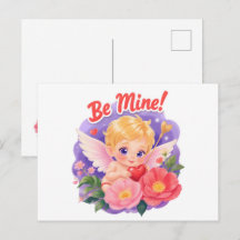 Cute Valentine's Day Cupid with "Be Mine"