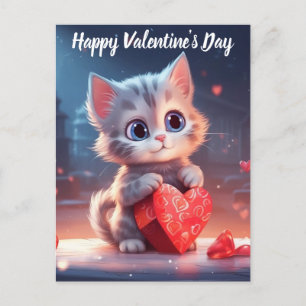 Cartes Pour Fêtes Annuelles Cute Valentine's Day Kitten