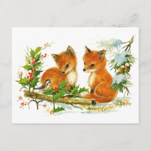 Cartes Pour Fêtes Annuelles Cute Vintage Christmas Foxes