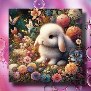 Cartes Pour Fêtes Annuelles Cute Vintage Pastel Baby Bunny Fleurs Pâques