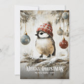Cartes Pour Fêtes Annuelles Cute Watercolor Red White Christmas Robin Card (Devant)