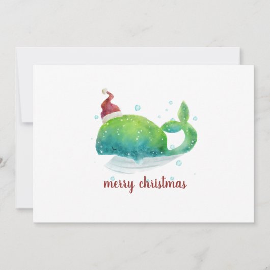 Cartes Pour Fêtes Annuelles Cute Whale with Santa Hat (Devant)