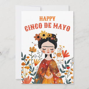 Cartes Pour Fêtes Annuelles Cute Whimsical Frida Kahlo Happy Cinco de Mayo