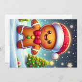 Cartes Pour Fêtes Annuelles Cute Whimsical Noël/homme en pain d'épices d'hiver (Devant / Derrière)