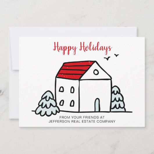 Cartes Pour Fêtes Annuelles Cute Winter House Immobilier (Devant)
