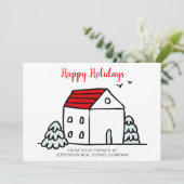 Cartes Pour Fêtes Annuelles Cute Winter House Immobilier (Debout devant)