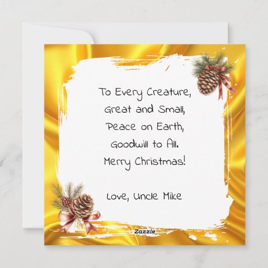 Cartes Pour Fêtes Annuelles Cute Winter Raccoon with Gold Ornament Christmas (Dos)