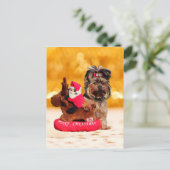 Cartes Pour Fêtes Annuelles Cute Yorkshire Terrier Joyeux Noël (Debout devant)