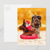 Cartes Pour Fêtes Annuelles Cute Yorkshire Terrier Joyeux Noël (Devant / Derrière)