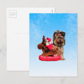 Cartes Pour Fêtes Annuelles Cute Yorkshire Terrier Joyeux Noël (Devant / Derrière)