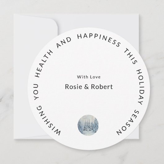 Cartes Pour Fêtes Annuelles Cycle moderne | Forêt d'hiver avec cerf | Noël (Dos)