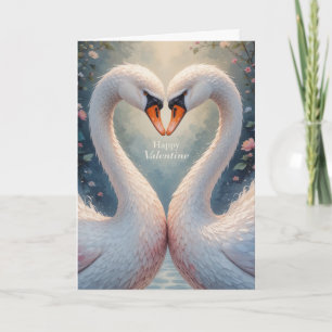Cartes Pour Fêtes Annuelles Cygnes blancs Saint-Valentin Oiseaux de l'amour ro