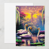 Cartes Pour Fêtes Annuelles Cygnes de rêve (Devant / Derrière)