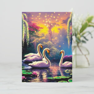 Cartes Pour Fêtes Annuelles Cygnes rêveurs
