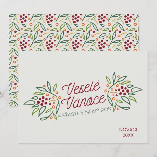Cartes Pour Fêtes Annuelles Czech Language Merry Christmas & New Year  (Devant / Derrière)