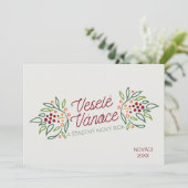 Cartes Pour Fêtes Annuelles Czech Language Merry Christmas & New Year  (Debout devant)