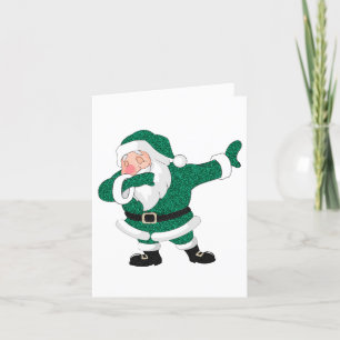 Cartes Pour Fêtes Annuelles Dabbing Green Santa Claus   Fun Holiday XMAS Humou