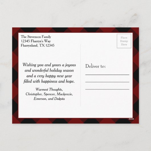 Cartes Pour Fêtes Annuelles Dabbing Red Plaid Santa Claus | Fun Rustic Buffalo (Dos)