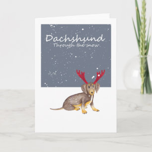 Cartes Pour Fêtes Annuelles Dachshund À Travers La Neige