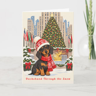 Cartes Pour Fêtes Annuelles Dachshund à travers la neige