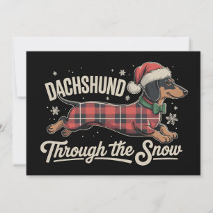 Cartes Pour Fêtes Annuelles Dachshund à travers la neige chien Noël carreau