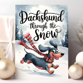Cartes Pour Fêtes Annuelles Dachshund à travers la neige Noël