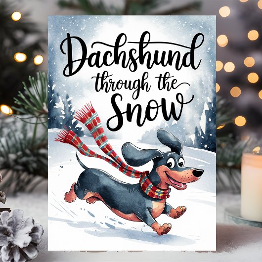 Cartes Pour Fêtes Annuelles Dachshund à travers la neige Noël