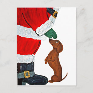 Cartes Pour Fêtes Annuelles Dachshund and Santa