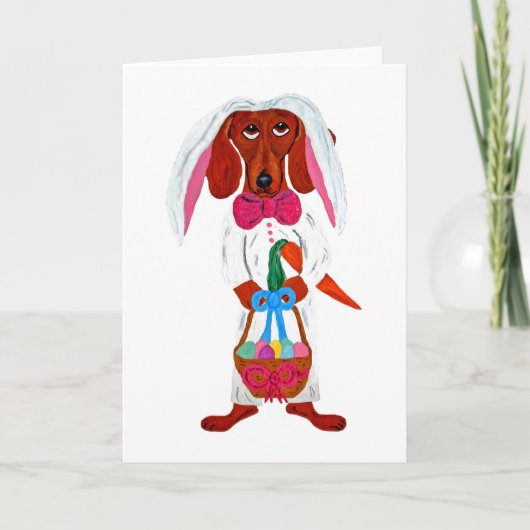 Cartes Pour Fêtes Annuelles Dachshund Bunny de Pâques (Devant)