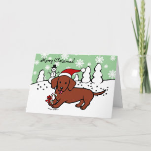 Cartes Pour Fêtes Annuelles Dachshund Caricature de Noël