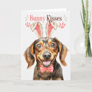 Cartes Pour Fêtes Annuelles Dachshund Chien dans Bunny Oreilles pour Pâques