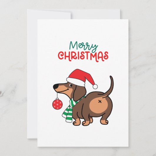 Cartes Pour Fêtes Annuelles Dachshund Chien mignonne Joyeux Noël (Devant)