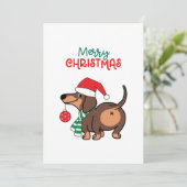Cartes Pour Fêtes Annuelles Dachshund Chien mignonne Joyeux Noël (Debout devant)