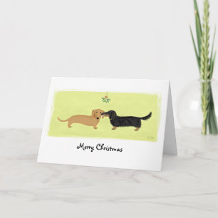 Cartes Pour Fêtes Annuelles Dachshund Christmas Mistletoe Kiss Love Dogs Noël