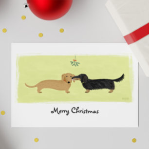 Cartes Pour Fêtes Annuelles Dachshund Christmas Wiener Dogs Mistletoe Kiss