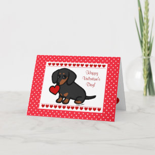 Cartes Pour Fêtes Annuelles Dachshund Coeur noir et tan